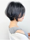 ショートパーマ/ボブルフ/小顔/黒髪ベージュ/似合わせカット