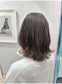 アッシュグレージュカラー切りっぱなしミディ/シルキーベージュ