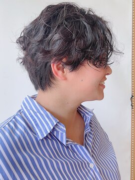 モリオフロムロンドン 原宿本店(morio from London) 【morio原宿】ニュアンスウェーブ　ショートパーマ　黒髪