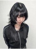 黒髪ロングウルフ