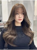 オリーブベージュカラー×シールエクステで叶う韓国ヘア
