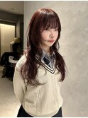 レイヤーカット/顔まわりカット/ダブルカラー/レッドカラー