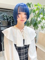 ニュート(Neut )&nbsp;ハイトーンカラー/ブルー/顔まわりレイヤーウルフボブ/名古屋
