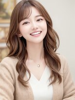 ネイビー 博多(NAVY)&nbsp;博多/髪質改善/アプリコットオレンジ☆フェミニン波巻きロング