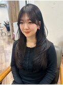 ロングレイヤー／顔周りレイヤー／地毛風カラー