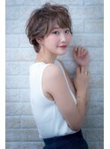 ジグザグバング&3Dカラーのモードなノットヘアミニマムボブ