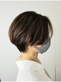 前髪なしショート 小顔マッシュボブ こなれ大人ボブショート