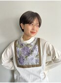 ハンサムショート前下がりボブ切りっぱなしボブニュアンスパーマ