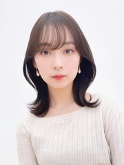 シースルーバングうる艶髪艶感似合わせカット美髪大人美人