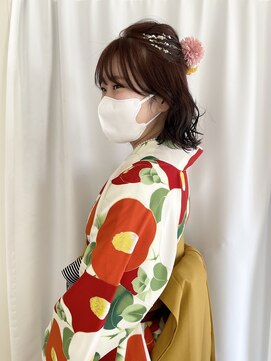 サクラ(SAKURA) 卒業式/袴/着付/ボブ/波ウェーブ/ハーフアップ/金箔/ヘアセット