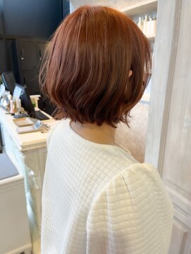 キャアリー(Caary) 福山人気ブリーチなしオレンジ韓国ニュアンスパーマショートボブ