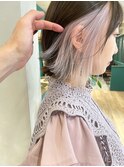 【堀惠】インナーカラーイヤリングカラーホワイトラベンダー