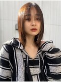 顔周りレイヤー レイヤーカット ブラウンベージュ 美髪 艶髪
