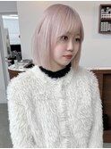 ホワイトピンク/ミルクティーピンク/ハイトーンボブ/梅田