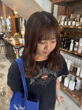 チャプター 問屋町(chapter) ブリーチなしミルクティーブラウン顔周りレイヤーカット韓国ヘア