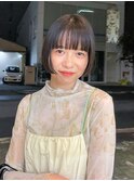 ボブ　暗髪　顎上ボブ　パッツン　前上がりボブ