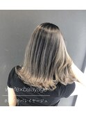 シャドールーツ、ホワイトバレイヤージュ、ホワイトブリーチ