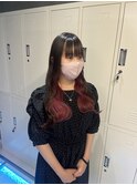 黒髪/前髪パーマ/グレーベージュ/レイヤーロング/インナーカラー
