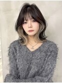 顔周り ボブ 韓国 レイヤー ダブルカラー 名駅 リタッチ 451  