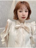 前下がりボブ/切りっぱなし/内巻きボブ/大人可愛い/薄めバング