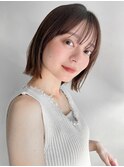 美髪ホワイトグレージュチェリーブラウンイメチェン外ハネボブaa