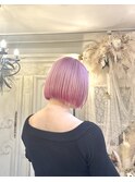ホワイトピンク/ピンク/ケアブリーチ/デザインカラー/ボブ