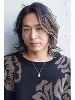 トップシェイプ(TOP SHAPE) ウルフミディ×ハイライト×くびれレイヤーメンズパーマ風