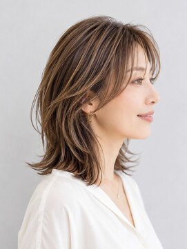 サンタフェ 岡崎店(Santa'Fe) 白髪ぼかしハイライト/ミディアムレイヤー/髪質改善