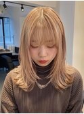 34. ミルクブラウン/ダブルカラー/レイヤーカット/前髪
