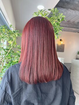 フラッグ ヘアー 天神西通り店(Flag HAIR) ピンク☆ストレート☆艶カラー☆ケアブリーチ