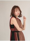 ニュアンスパーマボブ・くすみブラウン