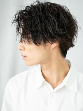 メンズヘア ビーセカンド 草加店(MENS HAIR B-2) グレーベージュくせ毛風ソバージュでセクシーミディアムE草加