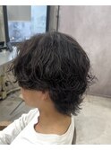 【大人気パーマ】センターパートウルフ　波巻パーマ