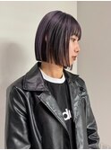 切りっぱなしボブ/ストレートボブ/アンブレラカラー/ラベンダー