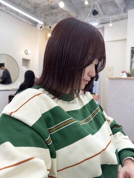 ヒョンミョン ライズバイレボ 柏西口店(hyon myon/RISEbyREVO) ボルドーカラー/艶感/ぱつっとボブ/柏駅