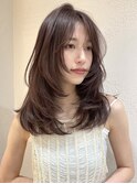 韓国ヘアハッシュカットレイヤーカットベージュブリーチ無し