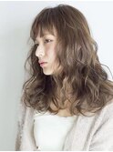 髪質改善☆デジタルパーマ☆マロンベージュ前髪あり/ハイライト