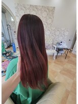 キティ(KITTY)&nbsp;ブリーチなしカラー/赤髪/ロング/秋冬カラー