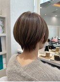 丸みショート明るめハイライトで白髪ぼかし