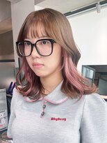 アイティーバイアルバム 藤沢店(IT by ALBUM)&nbsp;ピンクインナーカラー_グレーベージュレイヤーロング_ba466441