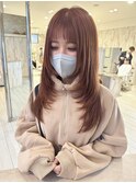 レイヤーカット/韓国ヘア/ロングヘア/ リフトレイヤー/オレンジ