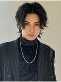 メンズミディアムセンターパートニュアンスパーマシャドウパーマ