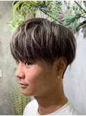 MEN’S HAIR/ブルーブラック/フェザーパーマ/ハイライト