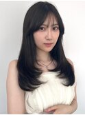ワンホンヘア前髪なしロングレイヤーシースルーぱっつん内巻き☆