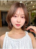 Yハッシュカットボブ/顔周りレイヤーボブ/シースルーバング