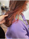 オレンジインナーカラーにほんのりピンク♪