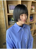 【ミニボブ顔まわりカット×ブルーブラック】