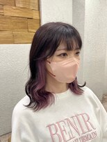 アジールヘア 所沢プロペ通り店(agir hair) インナーピンクウェーブイヤリングカラー１０代２０代