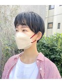 黒髪ハンサムショート　ゆるっと前髪パーマ