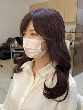 フレア(FLAiR) 20代30代ブリーチなし艶髪ピンクバイオレット顔周り韓国風巻き